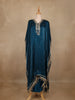 Peacock Blue Mirror Work Semi Silk Kaftan Suit