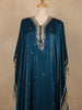 Peacock Blue Mirror Work Semi Silk Kaftan Suit