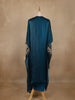 Peacock Blue Mirror Work Semi Silk Kaftan Suit
