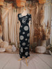 Peacock Blue Oversized Circular Mirror and Thread Embroidered Design Cotton Palazzo Suit