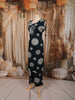Peacock Blue Oversized Circular Mirror and Thread Embroidered Design Cotton Palazzo Suit