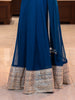 Peacock Blue Panel Designed Anarkali Georgette Gown