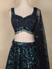 Peacock Blue Sequins Embroidered Net Lehenga Set with Dupatta