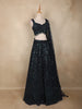 Peacock Blue Sequins Embroidered Net Lehenga Set with Dupatta