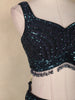 Peacock Blue Sequins Embroidered Net Lehenga Set with Dupatta