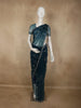 Peacock Blue Sequins and Beads Embroidered Design Net Designer Saree