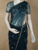 Peacock Blue Sequins and Beads Embroidered Design Net Designer Saree