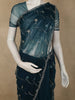 Peacock Blue Sequins and Beads Embroidered Design Net Designer Saree