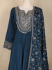 Peacock Blue Sequins and Thread Embroidered Georgette Palazzo Suit with Dupatta