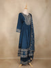 Peacock Blue Sequins and Thread Embroidered Georgette Palazzo Suit with Dupatta