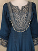 Peacock Blue Sequins and Thread Embroidered Georgette Palazzo Suit with Dupatta