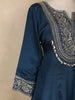 Peacock Blue Sequins and Thread Embroidered Georgette Palazzo Suit with Dupatta