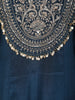 Peacock Blue Sequins and Thread Embroidered Georgette Palazzo Suit with Dupatta