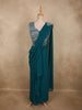 Peacock Blue Solid Design Georgette Ready to Wear Draped Saree with Designer Blouse