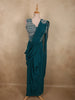 Peacock Blue Solid Design Georgette Ready to Wear Draped Saree with Designer Blouse