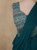 Peacock Blue Solid Design Georgette Ready to Wear Draped Saree with Designer Blouse