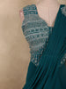 Peacock Blue Solid Design Georgette Ready to Wear Draped Saree with Designer Blouse