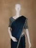 Peacock Blue Solid Organza Saree With Stone Embellished Border And Designer Blouse