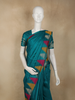 Peacock Blue Solid Woven Design Pure Kanchipuram Silk Saree with Temple Zari Border