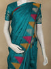 Peacock Blue Solid Woven Design Pure Kanchipuram Silk Saree with Temple Zari Border