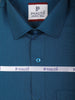 Peacock Blue Solid Woven Shirt with White Dhoti Featuring Teal Woven Border Combo Set