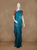 Peacock Blue Striped With Floral Butta Design Woven Pure Kanchipuram Silk Saree