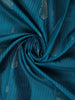 Peacock Blue Striped With Floral Butta Design Woven Pure Kanchipuram Silk Saree