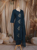 Peacock Blue Traditional Butta Printed Design Cotton Salwar Suit with Dupatta