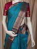 Peacock Blue Vaira Oosi Kattam Zari Woven Design Pure Kanchipuram Silk Saree with Contrast Korvai Zari Border
