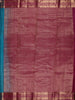Peacock Blue Vaira Oosi Kattam Zari Woven Design Pure Kanchipuram Silk Saree with Contrast Korvai Zari Border