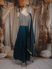 Peacock Blue Zari Embroidered Design Georgette Gown with Dupatta