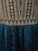 Peacock Blue Zari Embroidered Design Georgette Gown with Dupatta