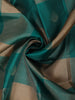 Peacock Green Checked Woven Design Pure Kanchipuram Silk Saree with Zari Border