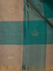 Peacock Green Checked Woven Design Pure Kanchipuram Silk Saree with Zari Border