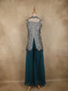Peacock Green Embroidered Design Chiffon Palazzo Suit