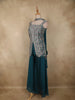 Peacock Green Embroidered Design Chiffon Palazzo Suit