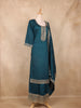 Peacock Green Embroidered Silk Palazzo Suit with Dupatta