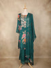 Peacock Green Floral Printed Cotton Crepe Salwar Suit with Dupatta