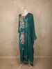Peacock Green Floral Printed Cotton Crepe Salwar Suit with Dupatta
