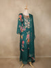 Peacock Green Floral Printed Cotton Crepe Salwar Suit with Dupatta