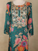 Peacock Green Floral Printed Cotton Crepe Salwar Suit with Dupatta