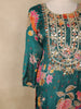 Peacock Green Floral Printed Cotton Crepe Salwar Suit with Dupatta