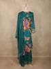 Peacock Green Floral Printed Cotton Crepe Salwar Suit with Dupatta