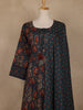 Peacock Green Floral Printed Cotton Salwar Suit With Dupatta