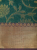 Peacock Green Floral Zari Woven Design Silk Cotton Saree with Contrast Border