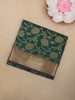 Peacock Green Floral Zari Woven Design Silk Cotton Saree with Contrast Border