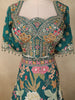 Peacock Green Floral and Mirror Embroidered Banarasi Silk Lehenga Set