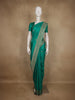 Peacock Green Leaf Design Raw Silk Saree