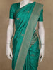 Peacock Green Leaf Design Raw Silk Saree