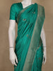 Peacock Green Leaf Design Raw Silk Saree